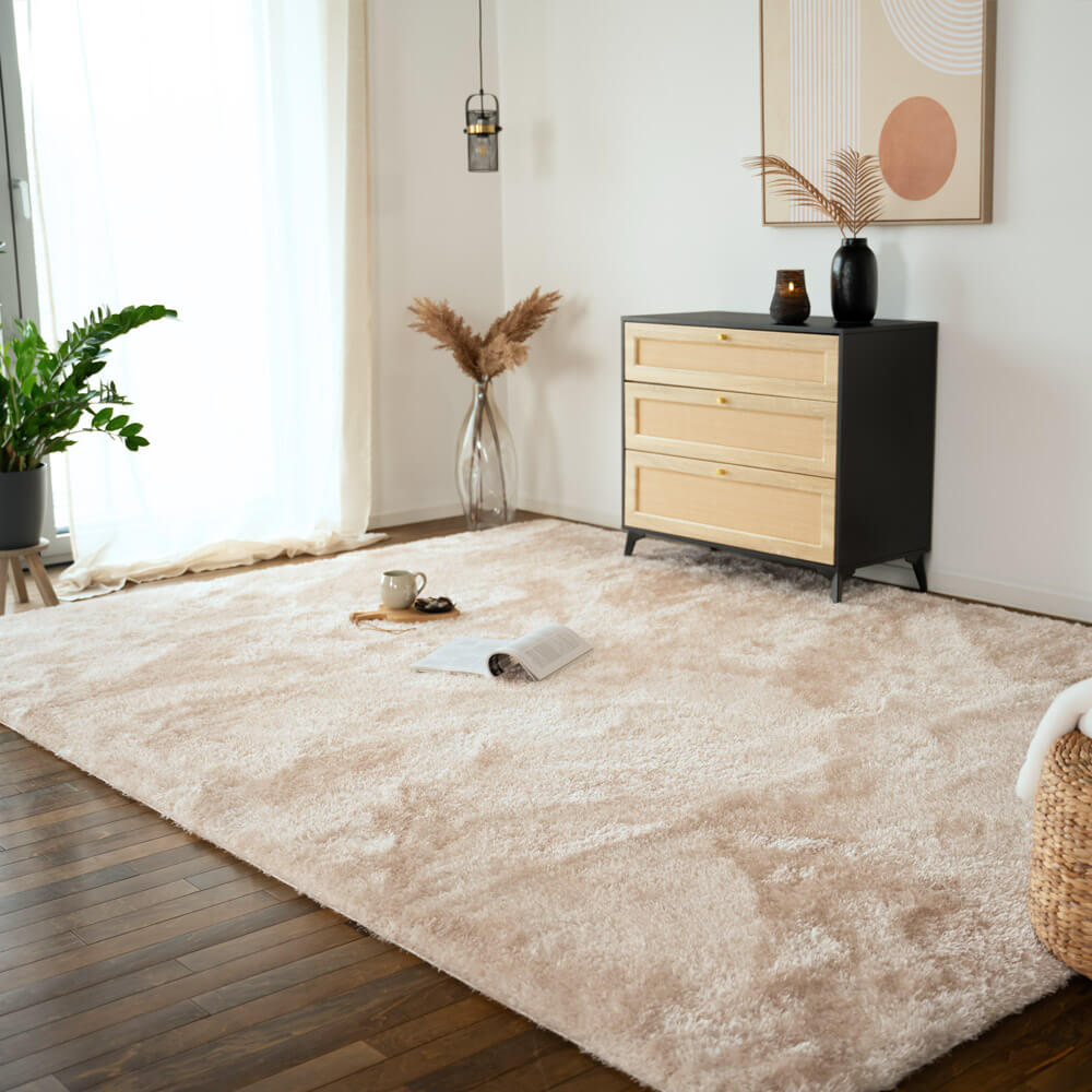 HOME DELUXE Hochflor Teppich SOFI - 180 x 120 cm Anthrazit 