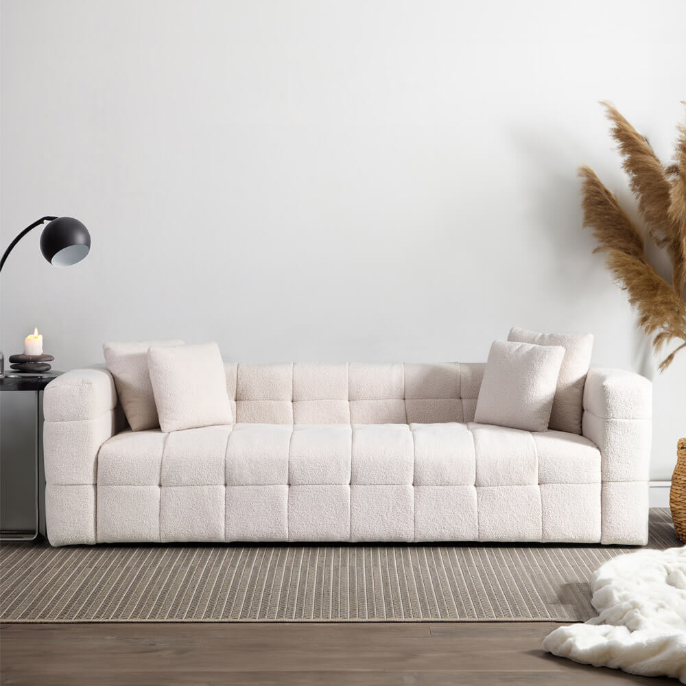 HOME DELUXE Teddy Sofa Boucl&eacute; COMO - 236 x 68 cm Beige 