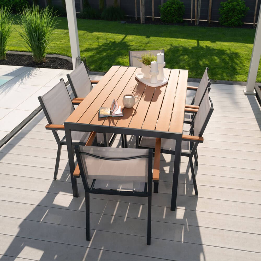 HOME DELUXE Gartentisch in Holzoptik CANTOS - 150 x 90 cm 