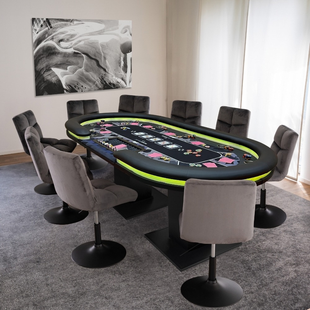 HOME DELUXE LED Pokertisch FLUSH - F&uuml;r 9 Personen 