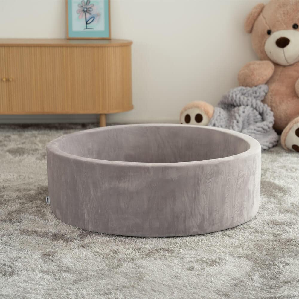 HOME DELUXE B&auml;llebad Samt TWIRL - 100 x 100 cm Grau 
