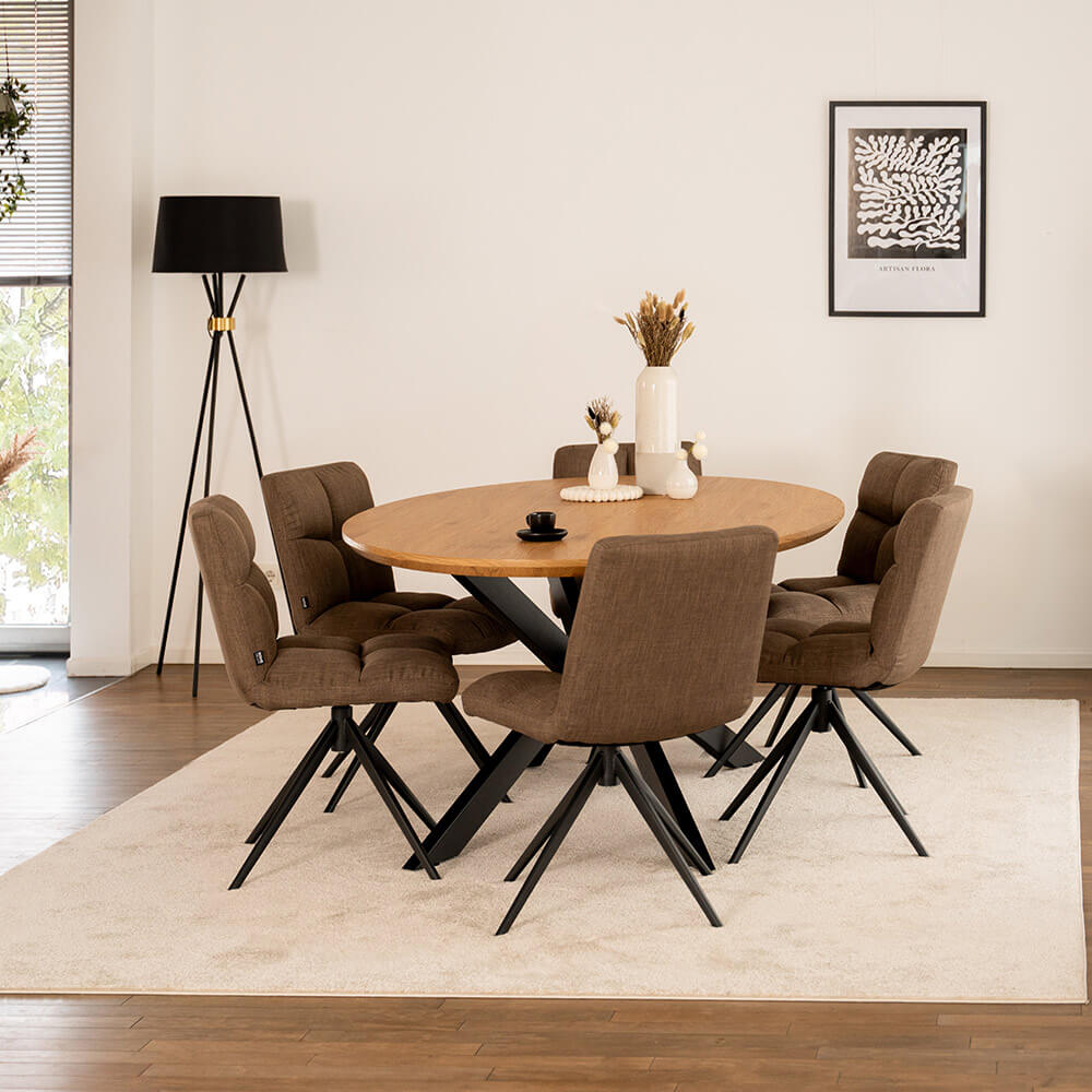 HOME DELUXE Esstisch Oval AVENTIS inkl. Sternfu&szlig; - 200 x 120 cm Light Oak 