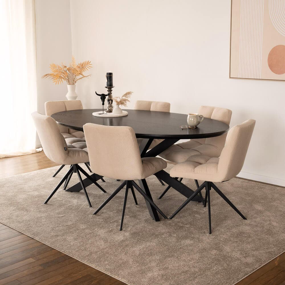 HOME DELUXE Esstisch Oval AVENTIS inkl. Sternfu&szlig; - 200 x 120 cm Dark Oak 