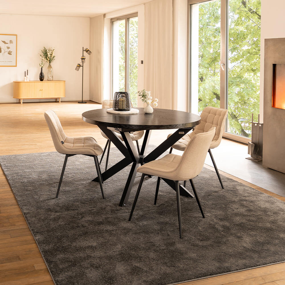 HOME DELUXE Esstisch Rund Ausziehbar AVENTURA inkl. Sternfu&szlig; - 120-160 x 120 cm Dark Oak 