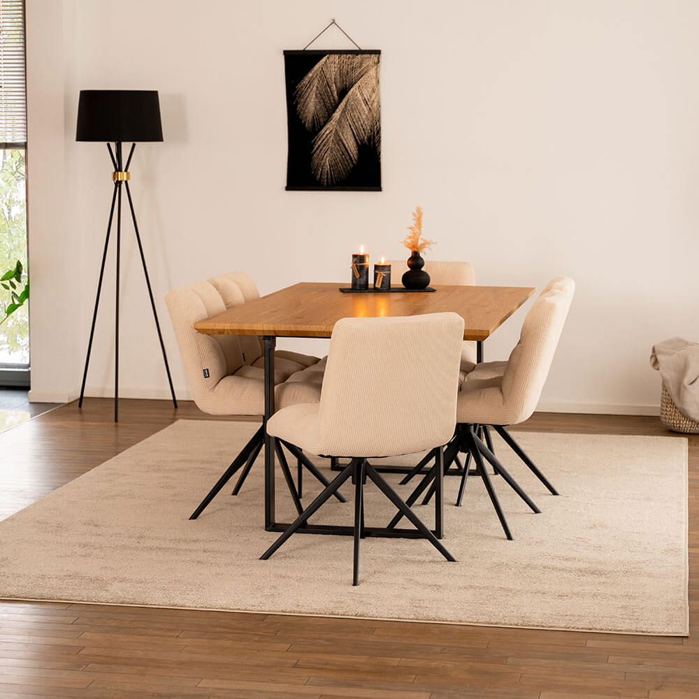 HOME DELUXE Esstisch Eckig Ausziehbar AVENCIA inkl. U-Fu&szlig; - 160-200 x 100 cm Light Oak 