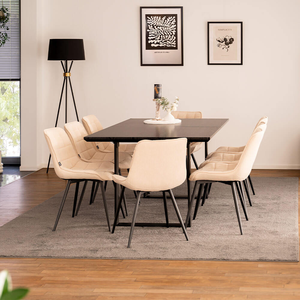 HOME DELUXE Esstisch Eckig Ausziehbar AVENCIA inkl. U-Fu&szlig; - 160-200 x 100 cm Dark Oak 