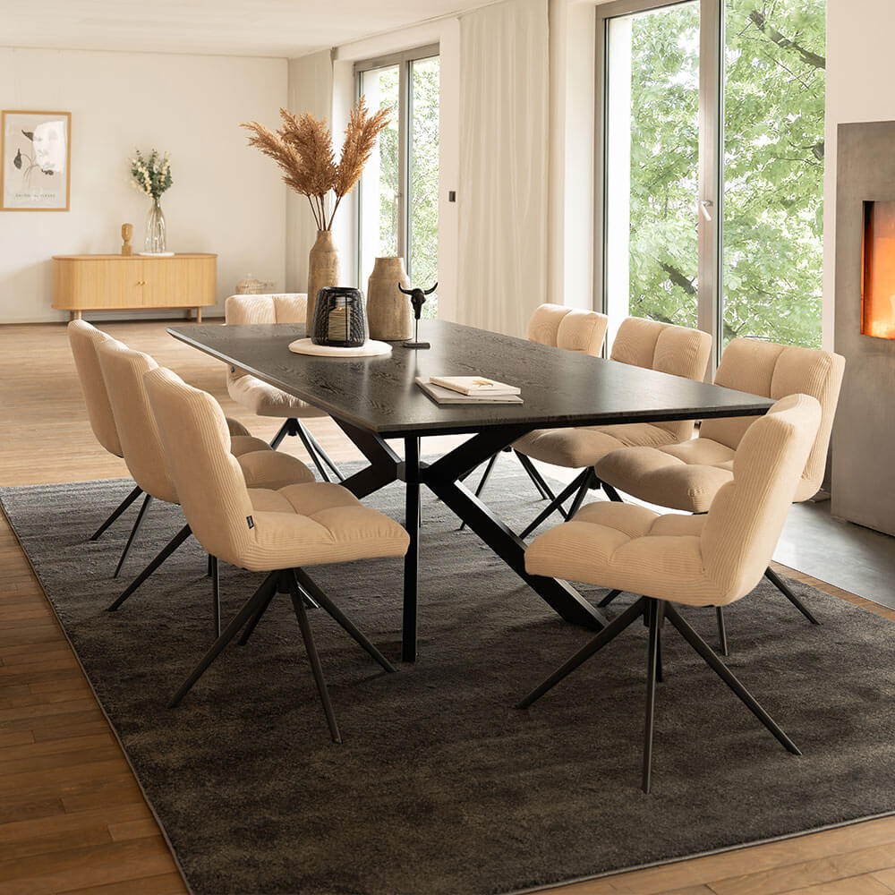 HOME DELUXE Esstisch Eckig AVENCIA inkl. Sternfu&szlig; - 200 x 120 cm Dark Oak 
