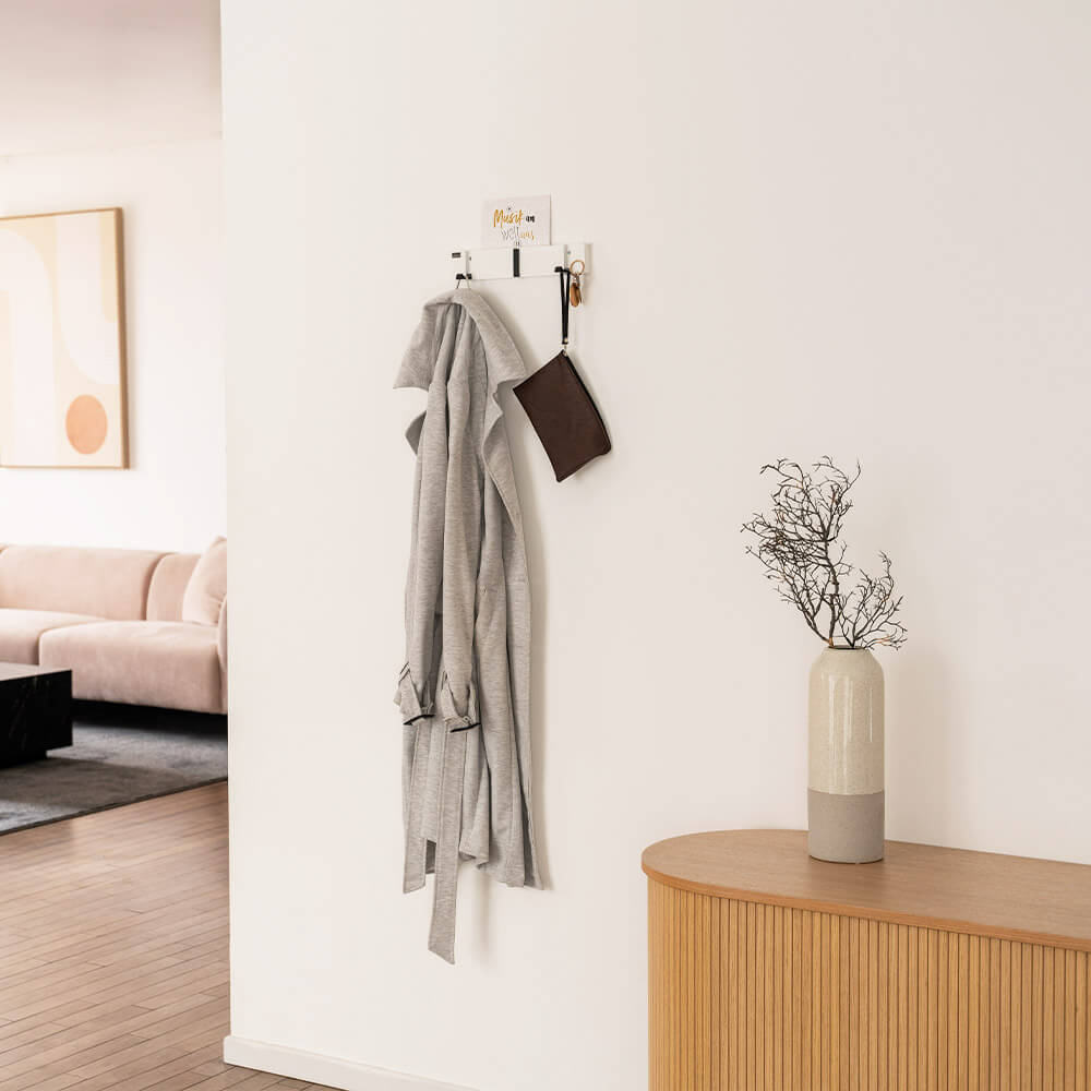 HOME DELUXE Garderobenleiste HOOK inkl. 3 Haken und Magnete - Wei&szlig; 