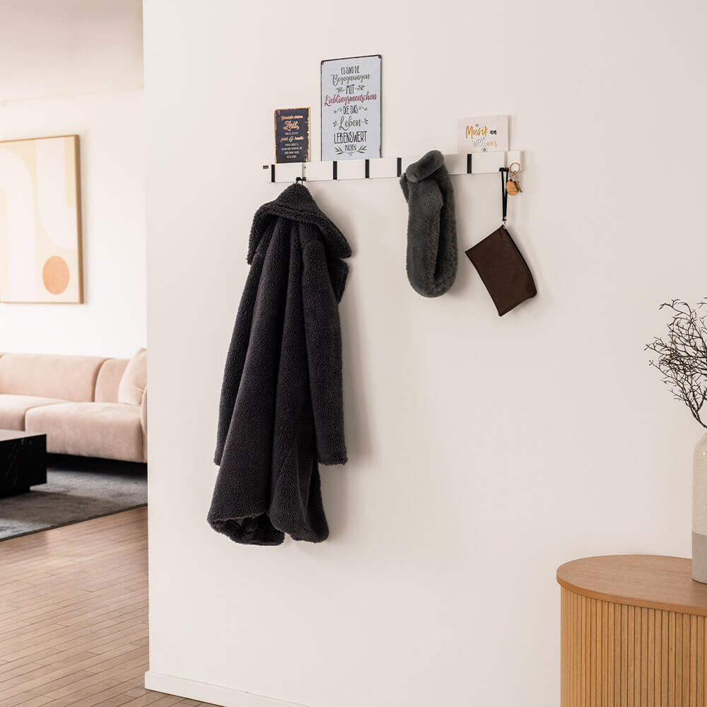 HOME DELUXE Garderobenleiste HOOK inkl. 8 Haken und Magnete - Wei&szlig; 