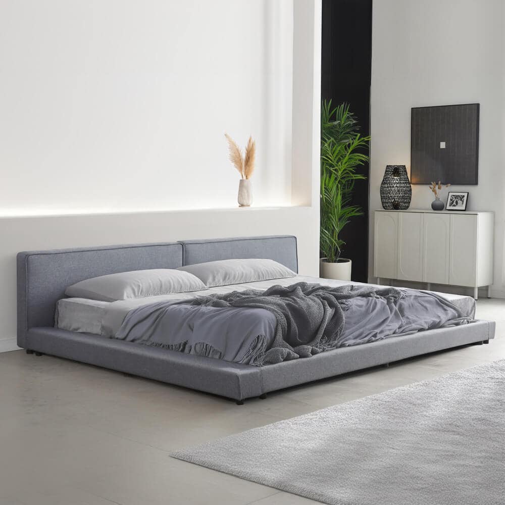 HOME DELUXE Bett mit Ablage GALAXIS - 270 x 200 cm Grau 