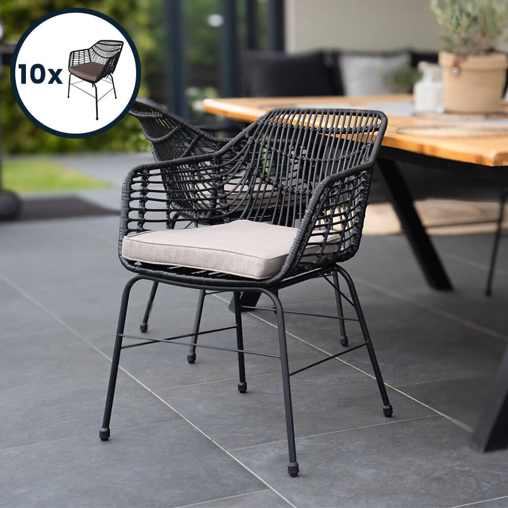 HOME DELUXE Gartenstuhl inkl. Sitzkissen TARA - 10er Set 