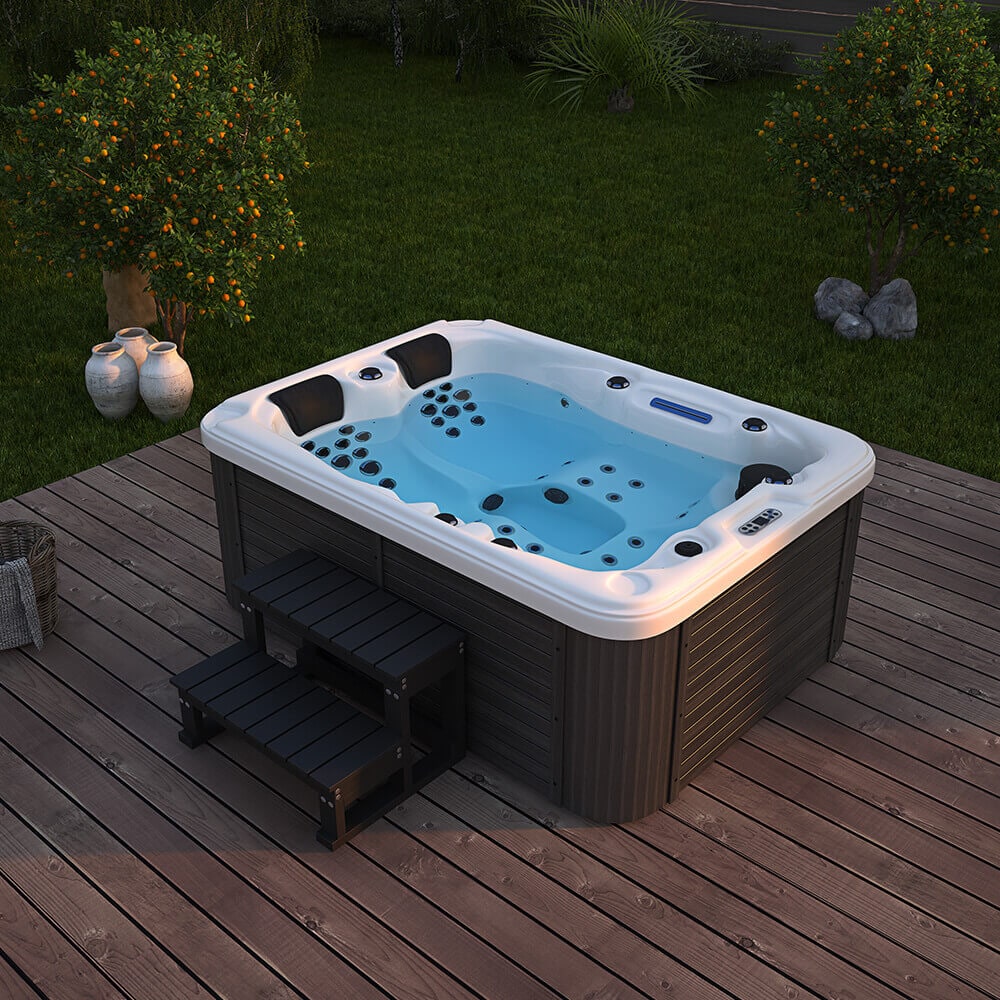 HOME DELUXE Outdoor Whirlpool BEACH - Mit Treppe und Thermoabdeckung 