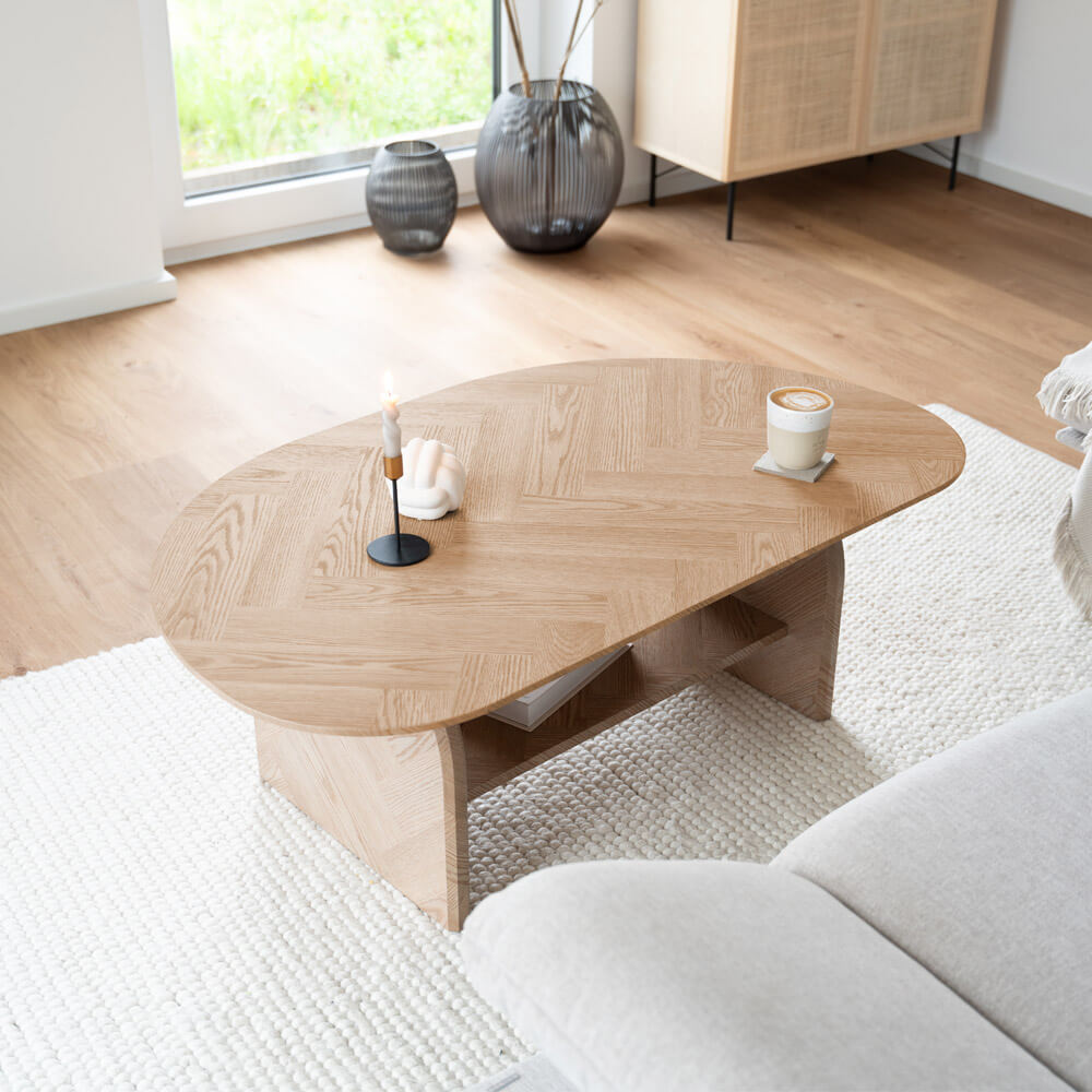 HOME DELUXE Couchtisch Oval LIARA Fishbone Oak LIARA 