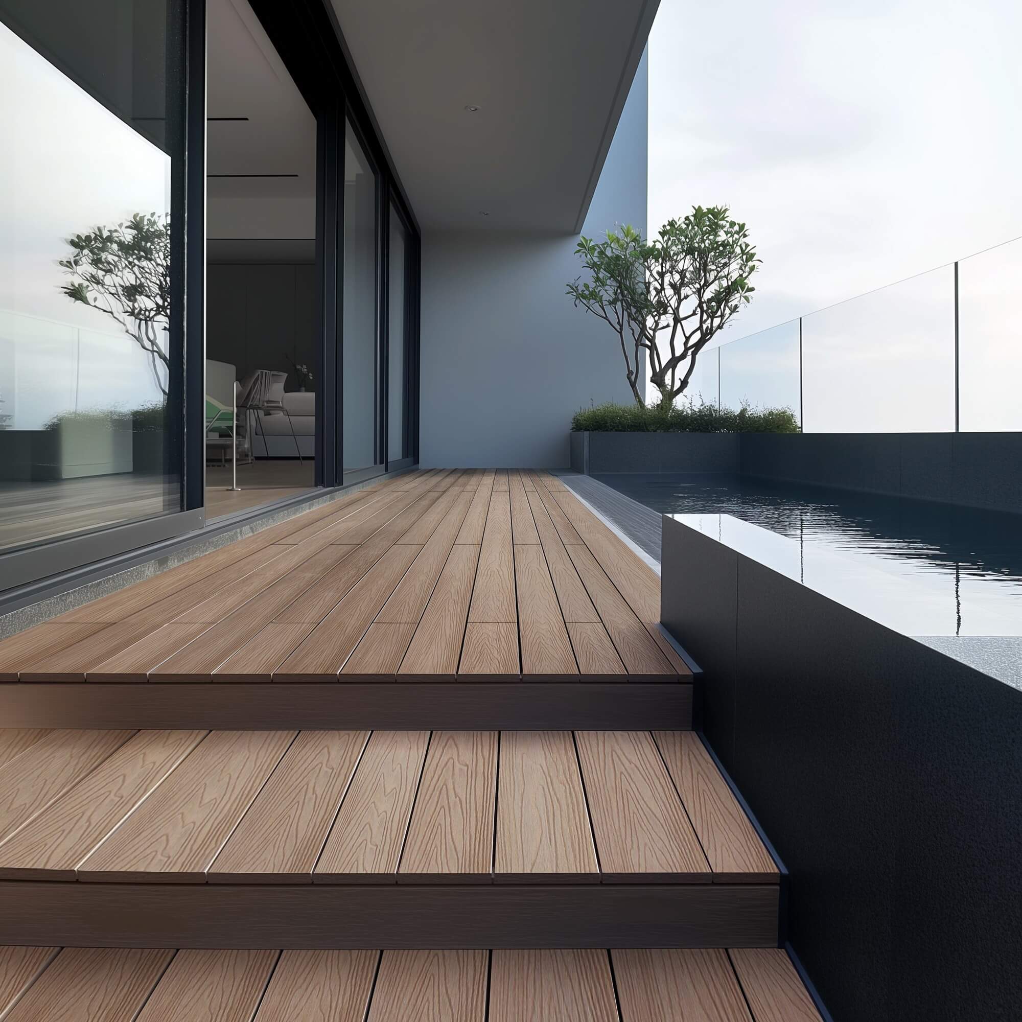 HOME DELUXE WPC Terrassendielen SAMANA PREMIUM Komplettset (inkl. Unterkonstruktion) - Teak 30m&sup2; 