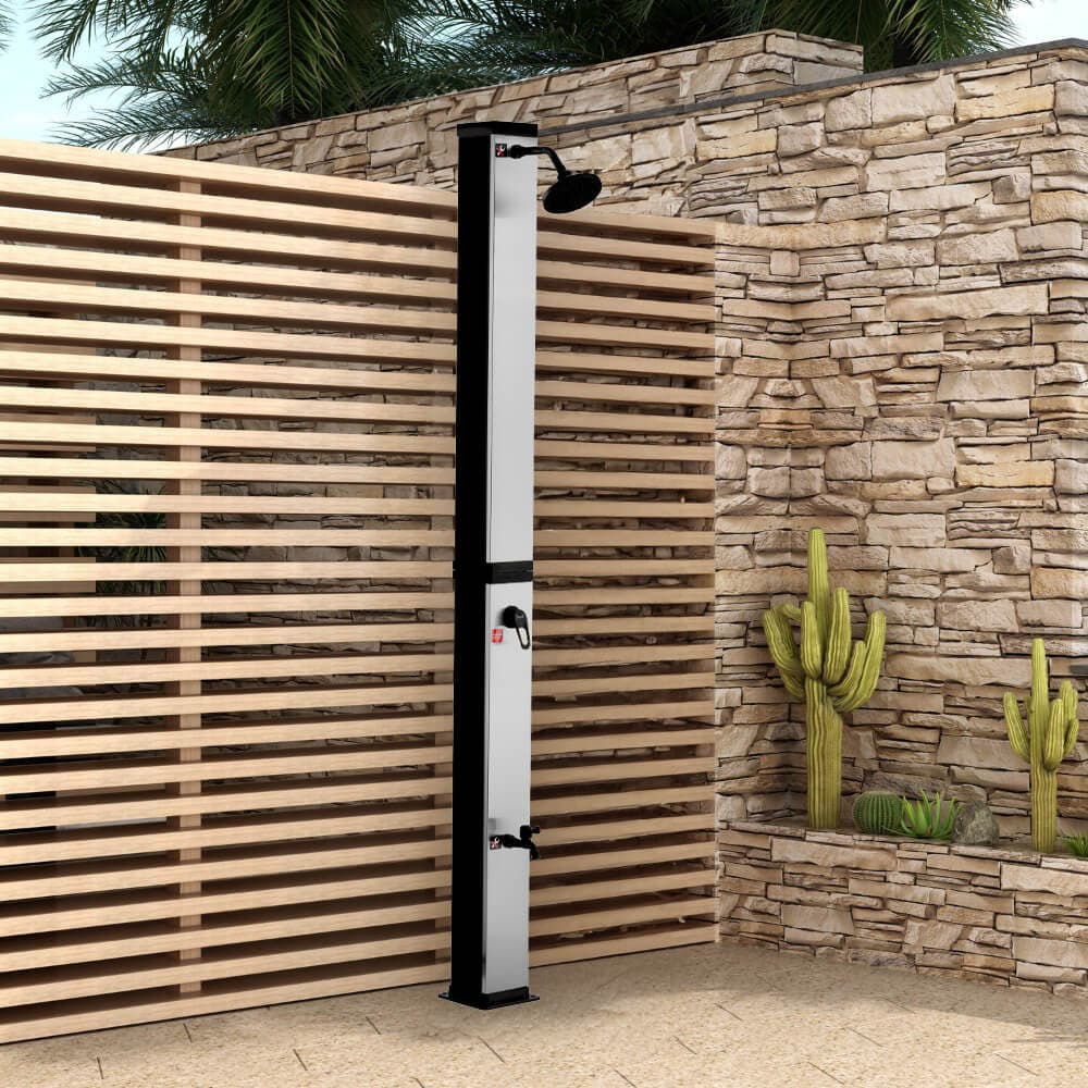 HOME DELUXE Solardusche OLYMP - Geb&uuml;rstetes Nickel / Schwarz 
