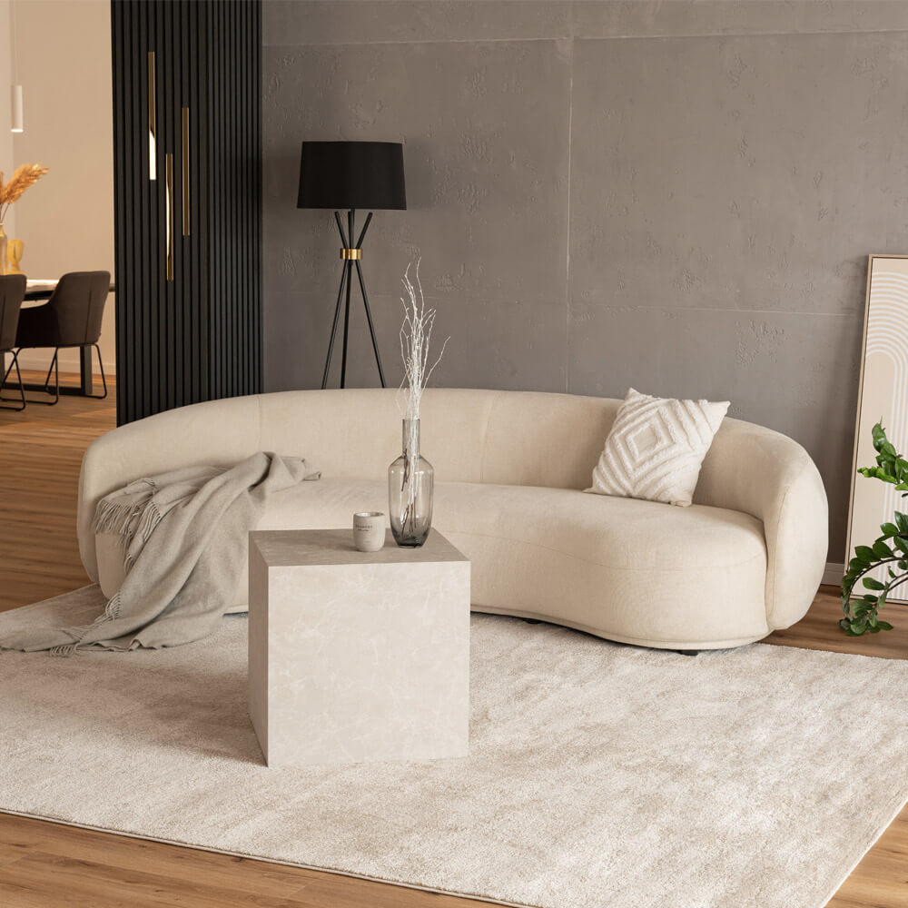 HOME DELUXE Sofa CASARA Webstoff Beige - 258 x 128 x 72 cm 