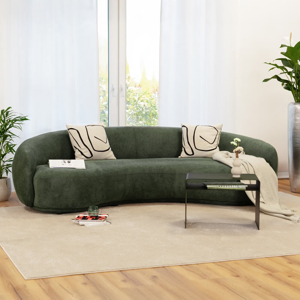 HOME DELUXE Sofa CASARA Webstoff Dunkelgr&uuml;n - 258 x 128 x 72 cm 