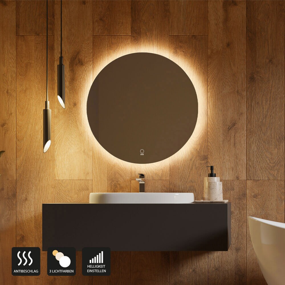HOME DELUXE LED-Spiegel Rund SILA - 100 cm 