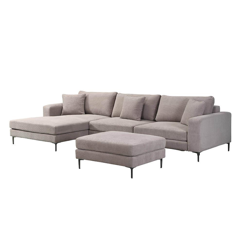 HOME DELUXE Sofa  BELLANO L - 340 x 188 cm Rechts Cord Beige 