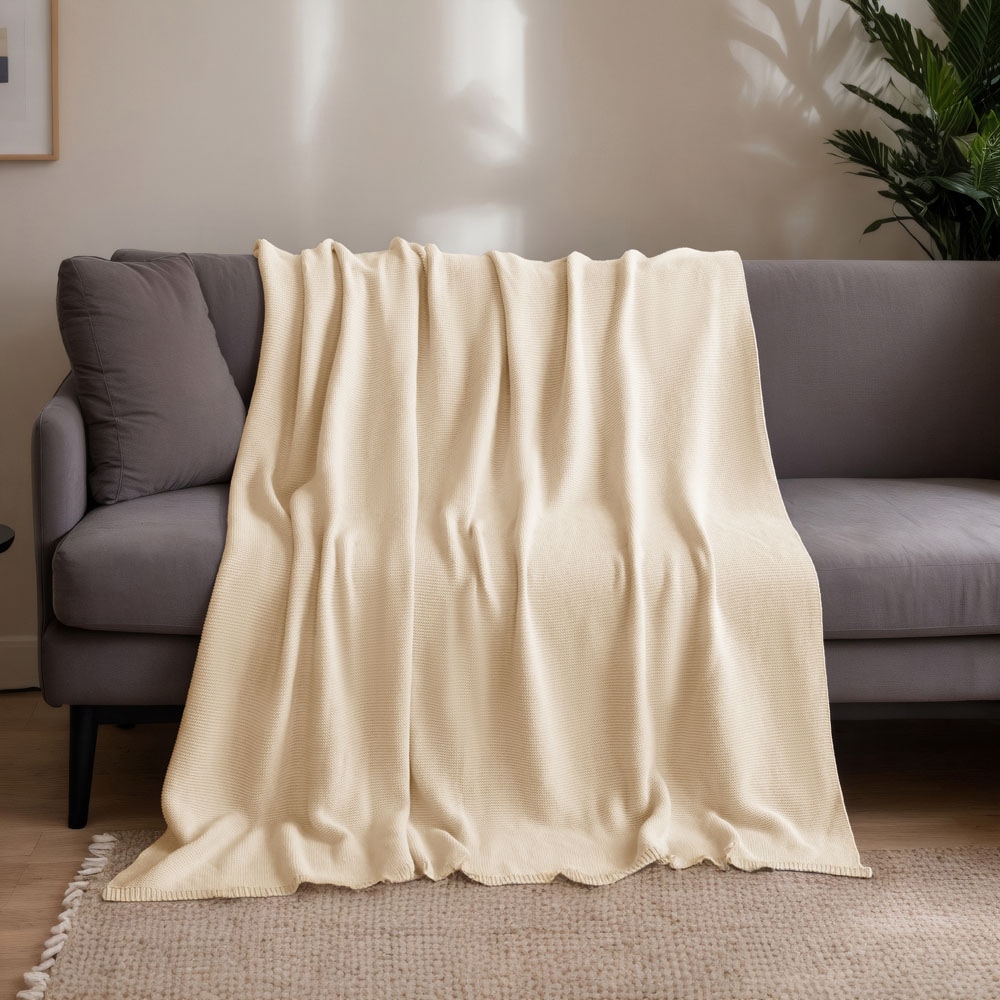 HOME DELUXE Baumwolldecke ELIA Beige - 140 x 200 cm 