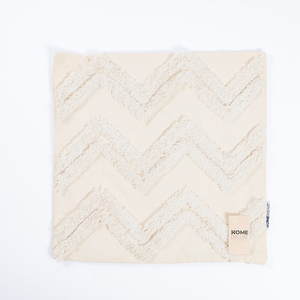 HOME DELUXE Getufteter Kissenbezug JARA Zickzack - Creme 