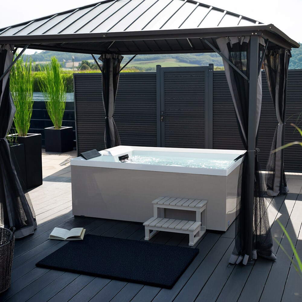 HOME DELUXE Outdoor Whirlpool NIMBUS DELUXE mit Treppe und Thermoabdeckung - 190 x 140 cm f&uuml;r 2 Personen 