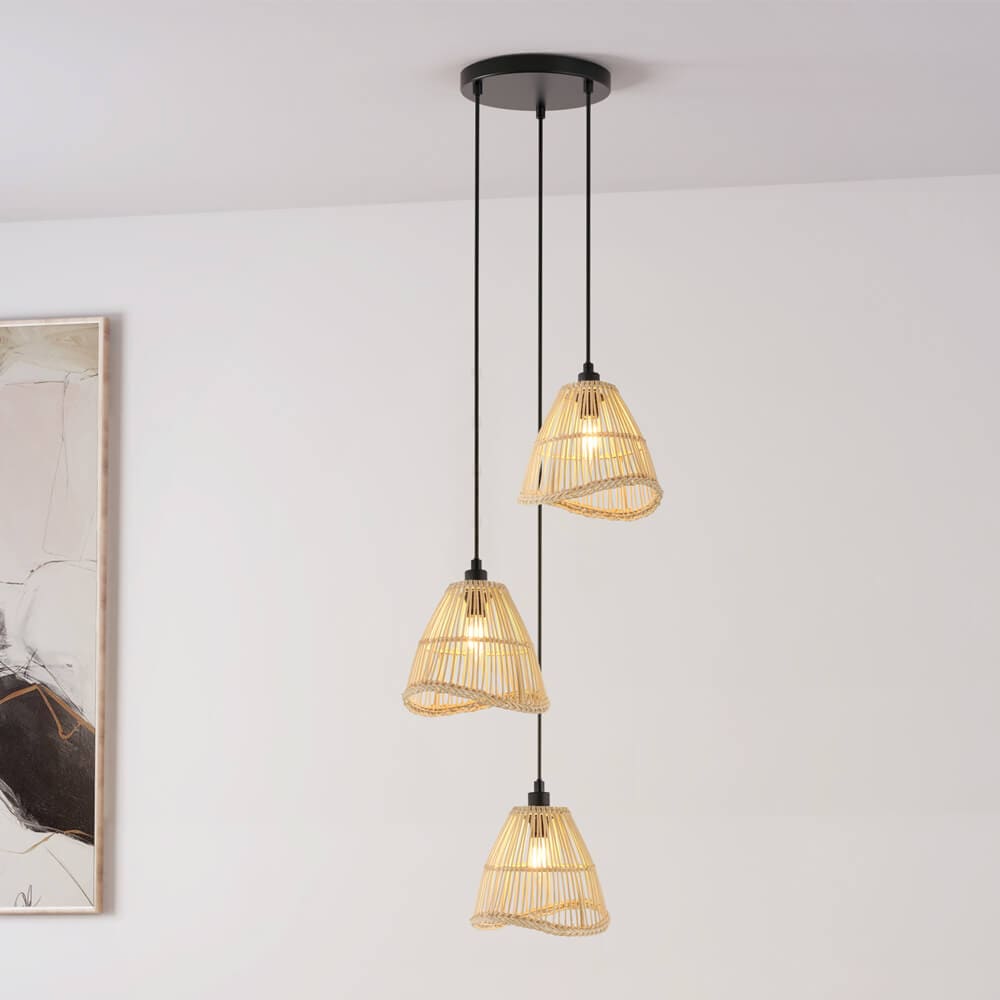 HOME DELUXE Stehleuchte aus Rattan FELIA - Beige 