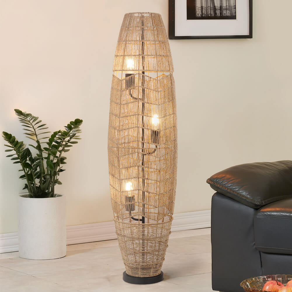 HOME DELUXE Tripod Stehlampe aus Jute KIKO - Natur 