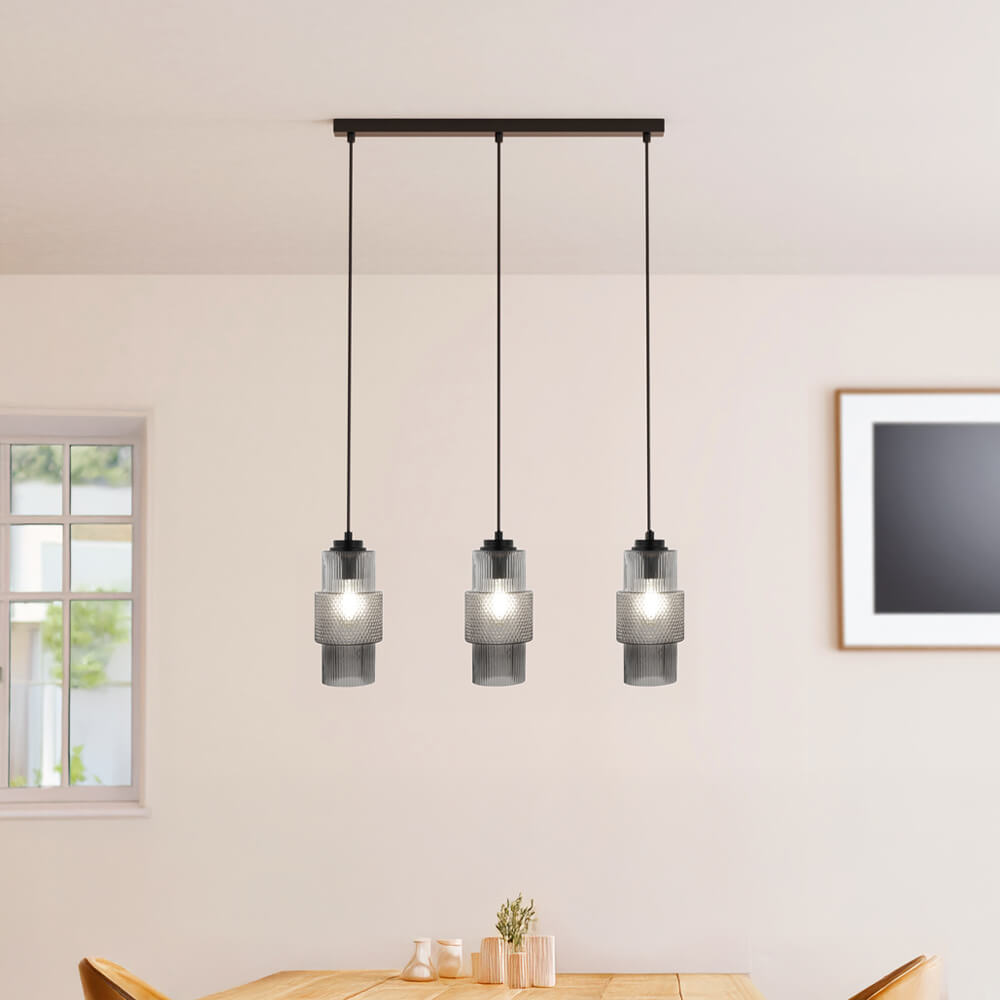 HOME DELUXE H&auml;ngeleuchte aus Glas YUKI - Rauchgrau 