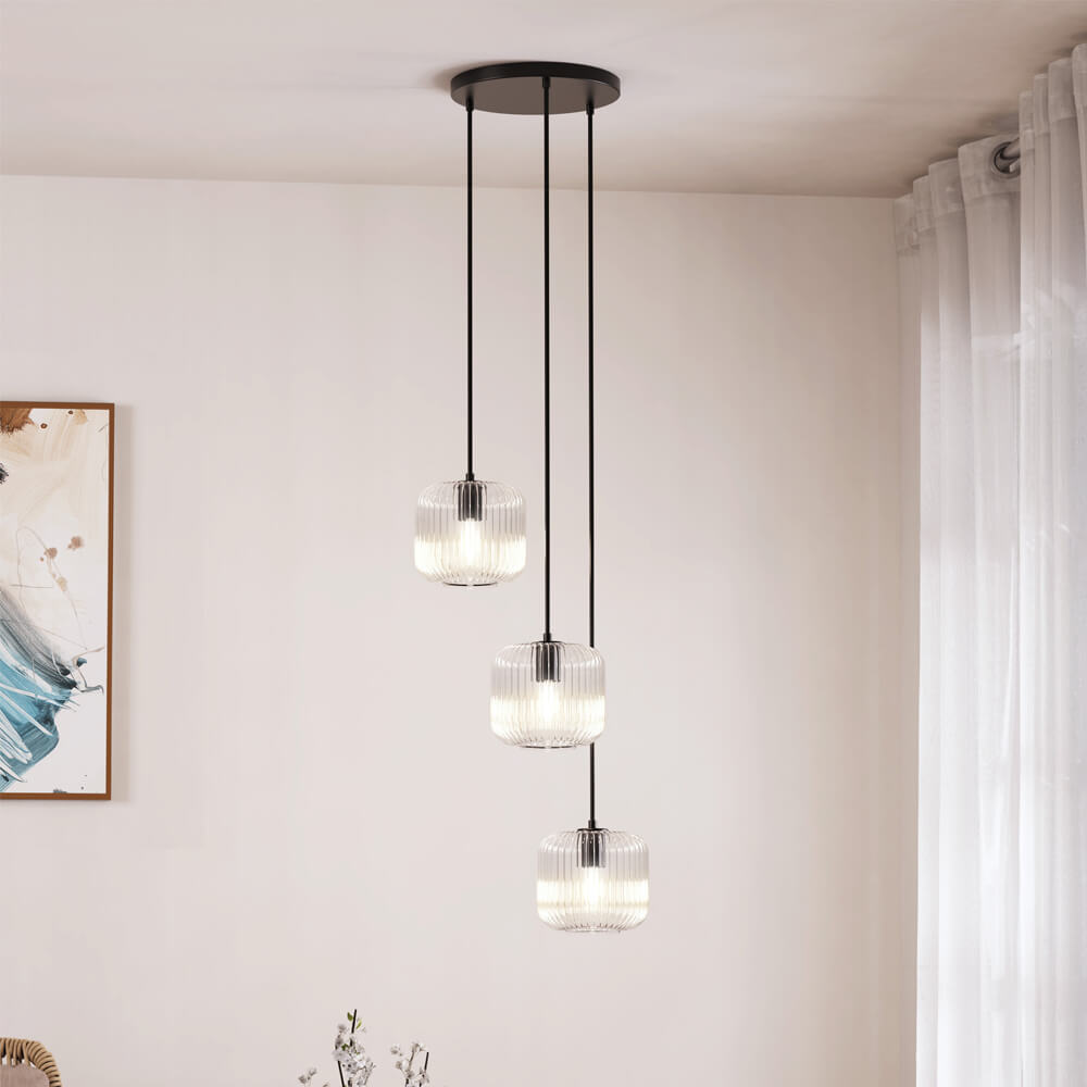 HOME DELUXE H&auml;ngeleuchte aus Glas LILY - Rauchgrau 