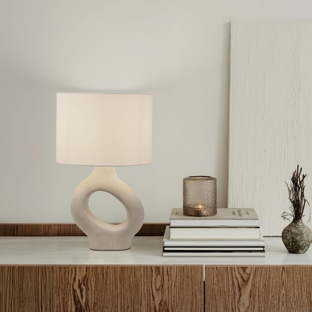 HOME DELUXE Gro&szlig;e Tischlampe asymmetrisch LOLA - Beige 