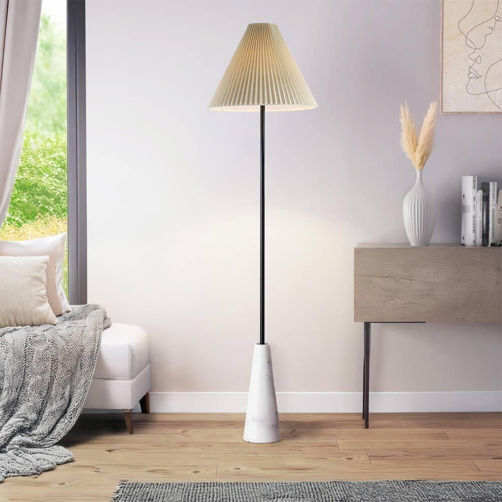HOME DELUXE Stehlampe in Marmoroptik - Wei&szlig; 