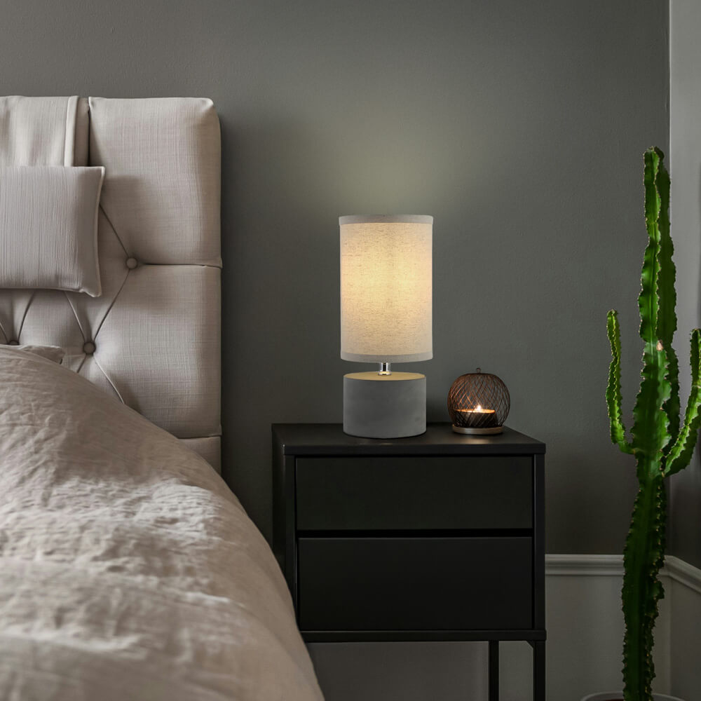 HOME DELUXE Kleine Tischlampe in Betonoptik - Grau 