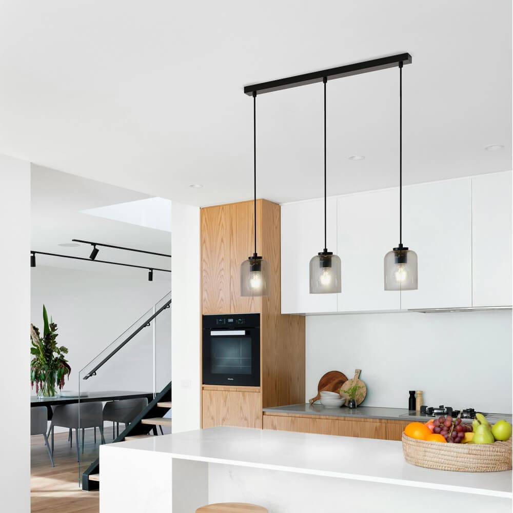 HOME DELUXE H&auml;ngeleuchte aus Glas SELINA - Rauchgrau 