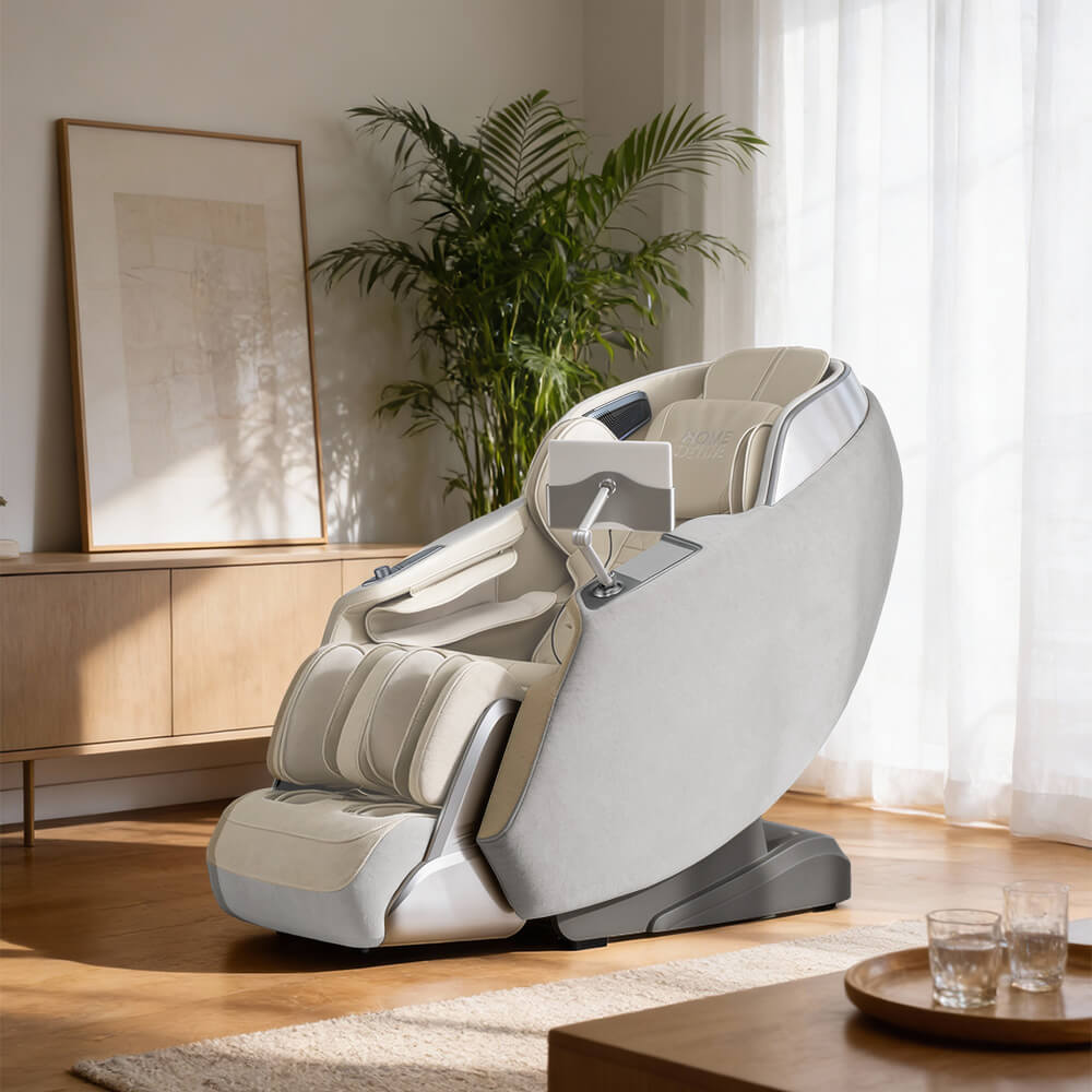 HOME DELUXE Massagesessel ALVINA mit Premium Webstoffpolsterung - Grau 