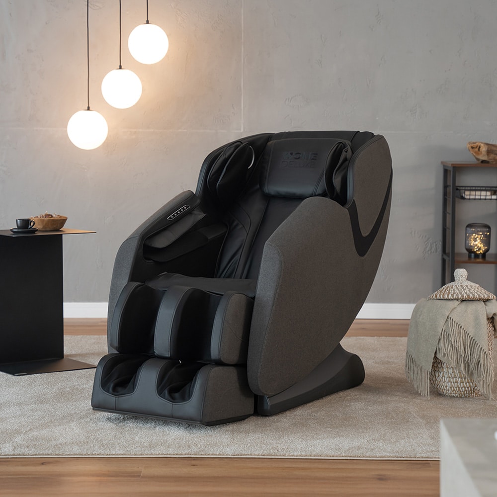 HOME DELUXE Massagesessel MARINO mit Premium Webstoffpolsterung - Hellgrau 