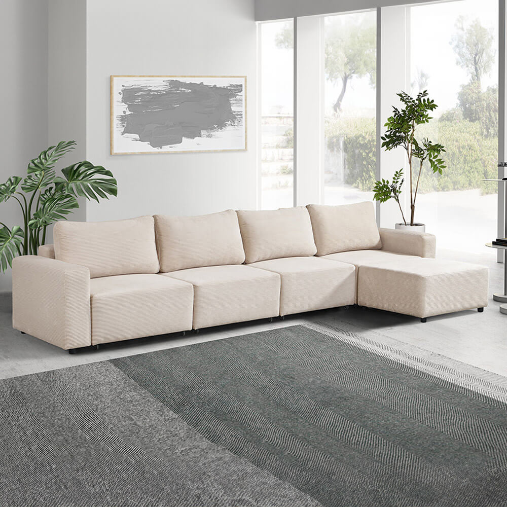 HOME DELUXE Modulares Schlafsofa VINA Beige - 380 x 168 cm 