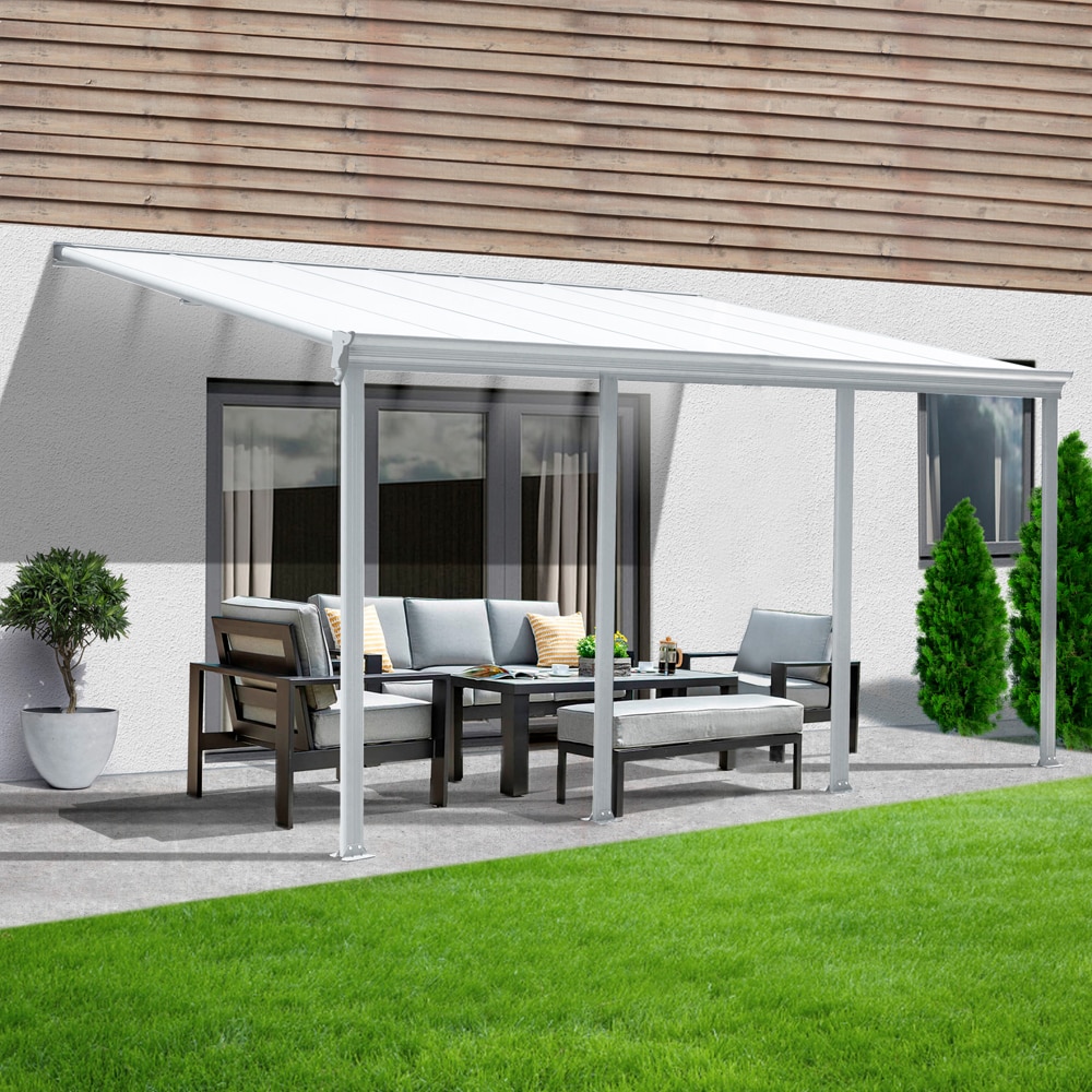 HOME DELUXE Terrassenüberdachung SOLIS - 618 / 625 x 303 / 300 x 278 / 226 cm Weiß