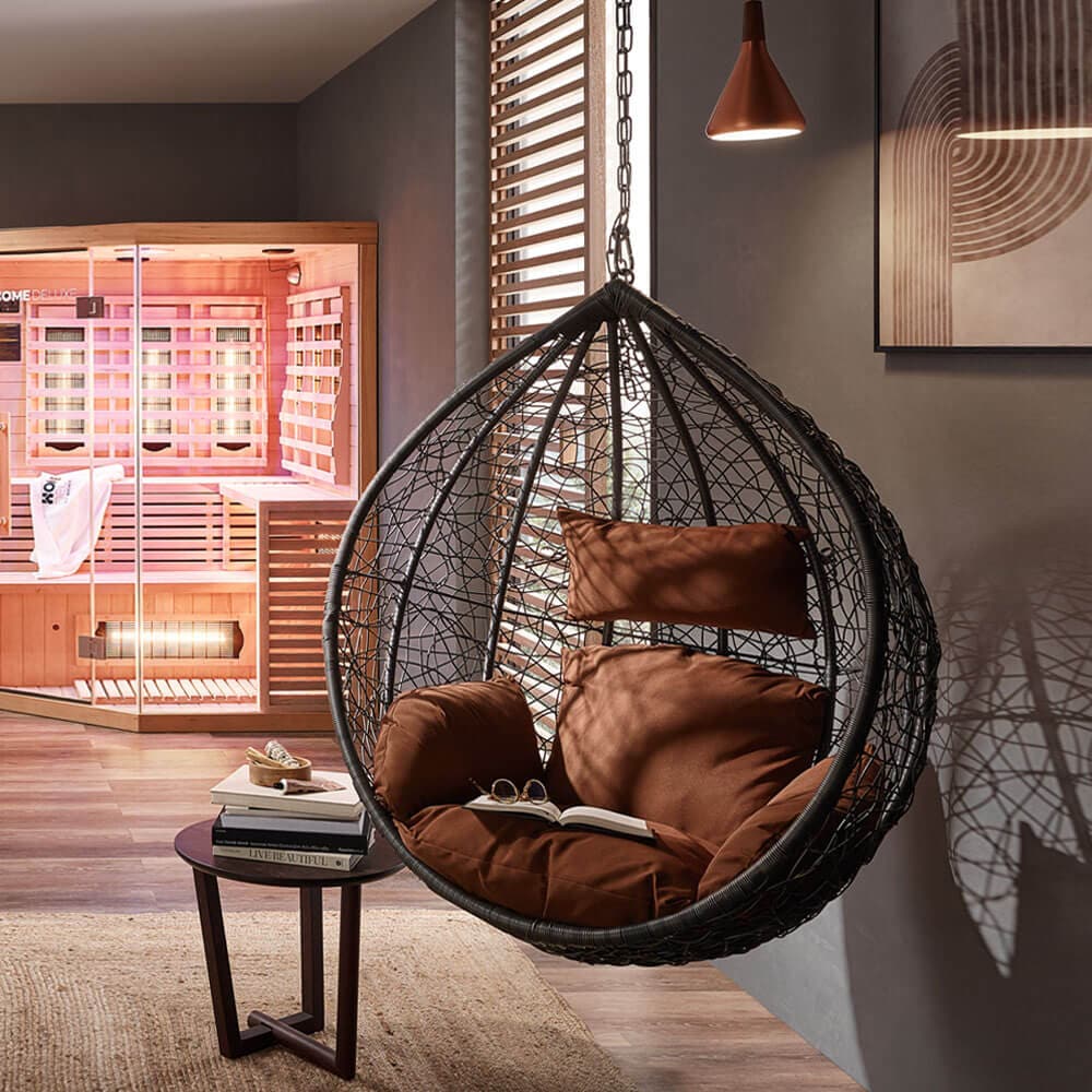 Polyrattan H&auml;ngesessel CIELO - Grau/Braun nur Korb 