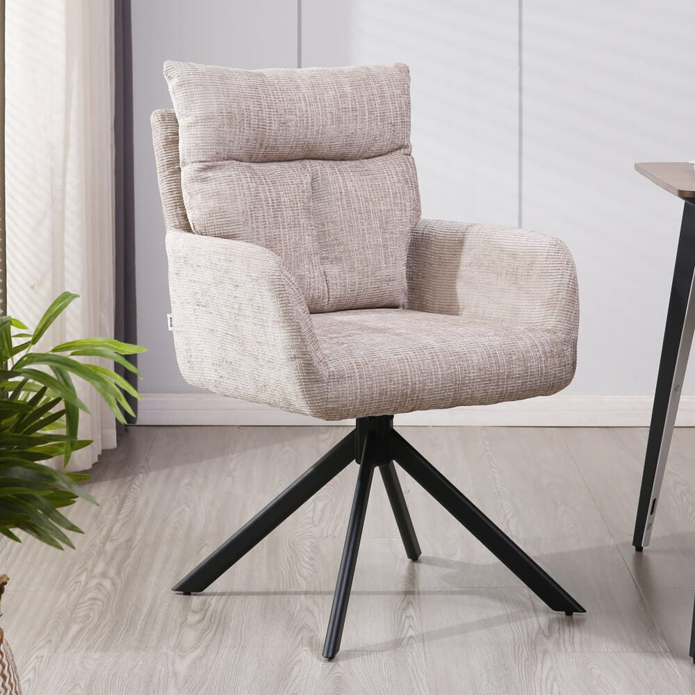HOME DELUXE Esszimmerstuhl mit Armlehne ALUNA Chenille - 3er Set Gr&uuml;n 
