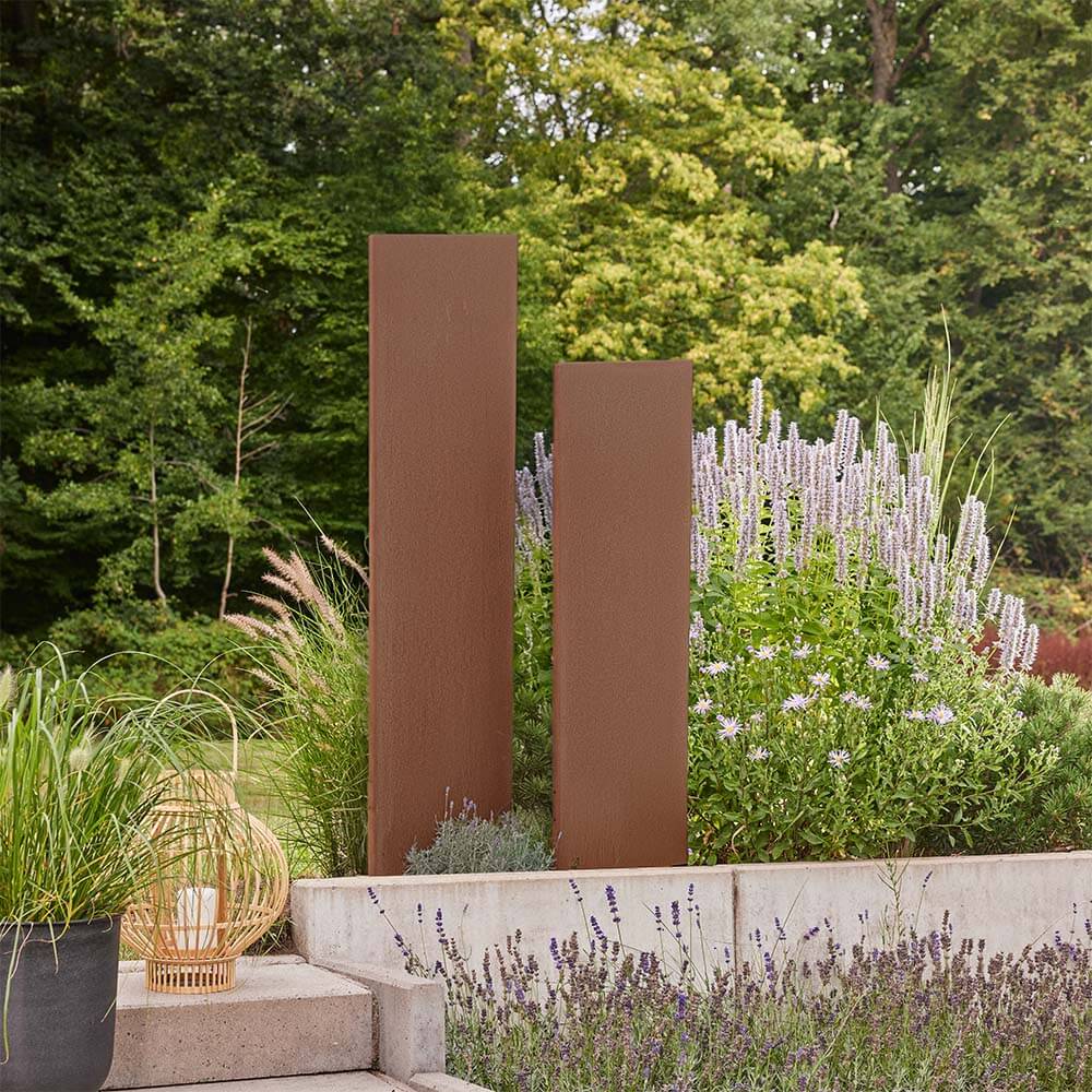 HOME DELUXE Sichtschutz aus Cortenstahl AURA - 148 cm Rostoptik - Made in Germany 