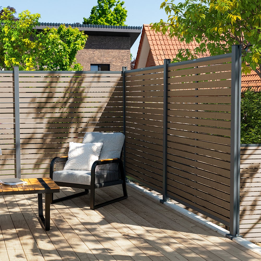 HOME DELUXE WPC Sichtschutzzaun ALIRA Teak - 1 x Element + 2 x Pfosten 