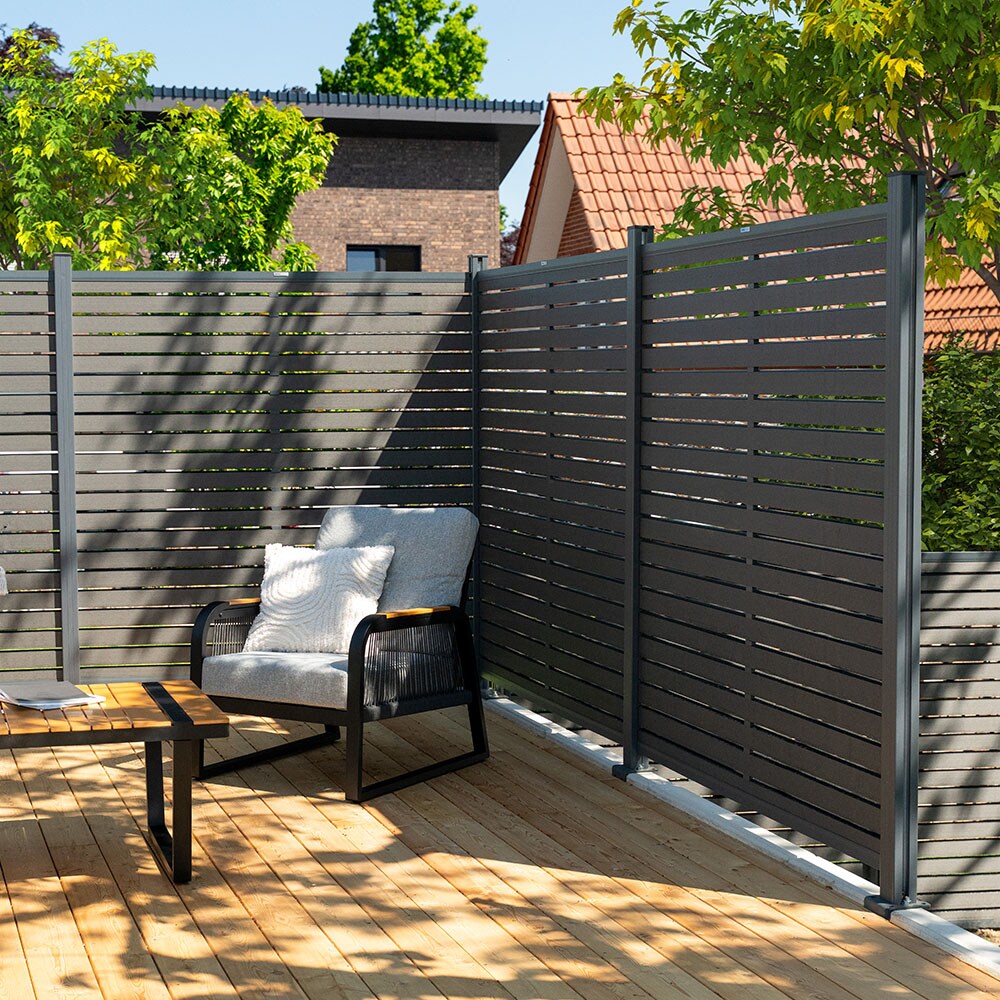 HOME DELUXE WPC Sichtschutzzaun ALIRA Dunkelgrau - 2 x Element + 3 x Pfosten 