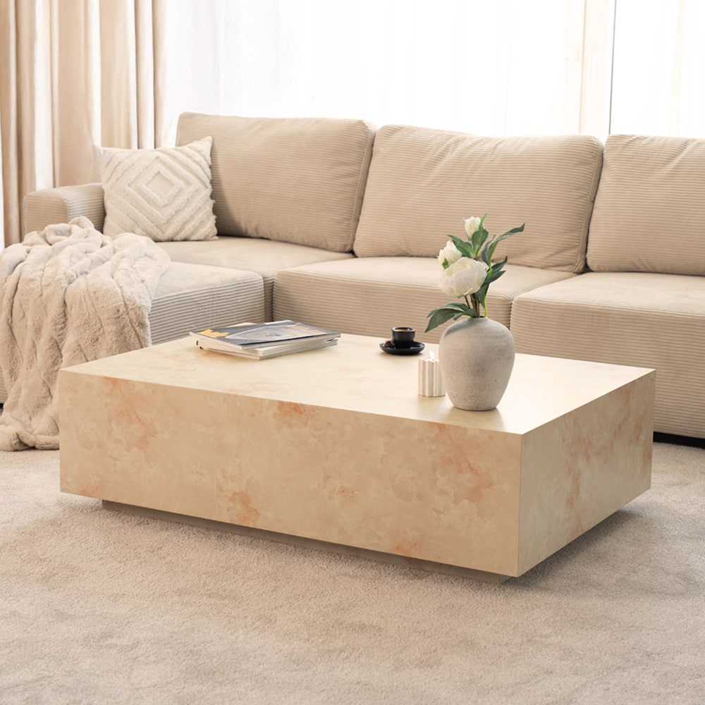 HOME DELUXE Couchtisch Marmor AMIRI XXL - 120 x 80 cm Sandstein 