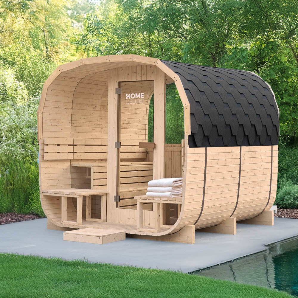HOME DELUXE Gartensauna HYGGE DELUXE - 230 cm x 220 cm f&uuml;r 4-6 Personen 