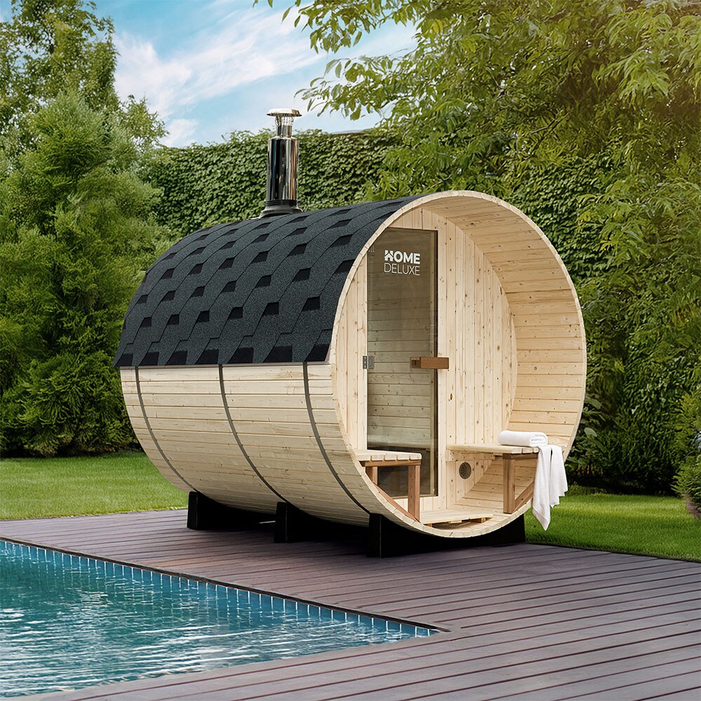 HOME DELUXE Fasssauna mit Holzofen LAGOM DELUXE - ? 210 x 240 cm f&uuml;r 4-6 Personen 
