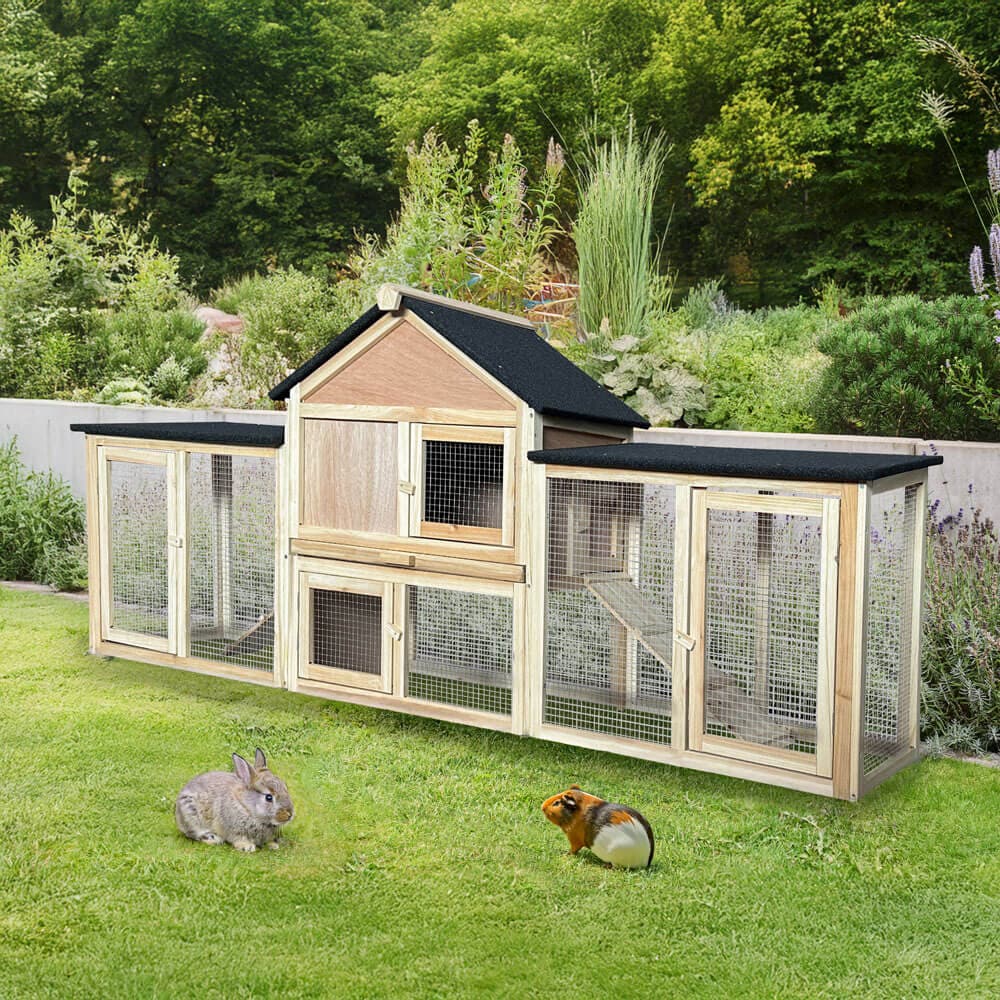 HOME DELUXE Kaninchenstall aus Holz CUNA - 210 x 84 cm 