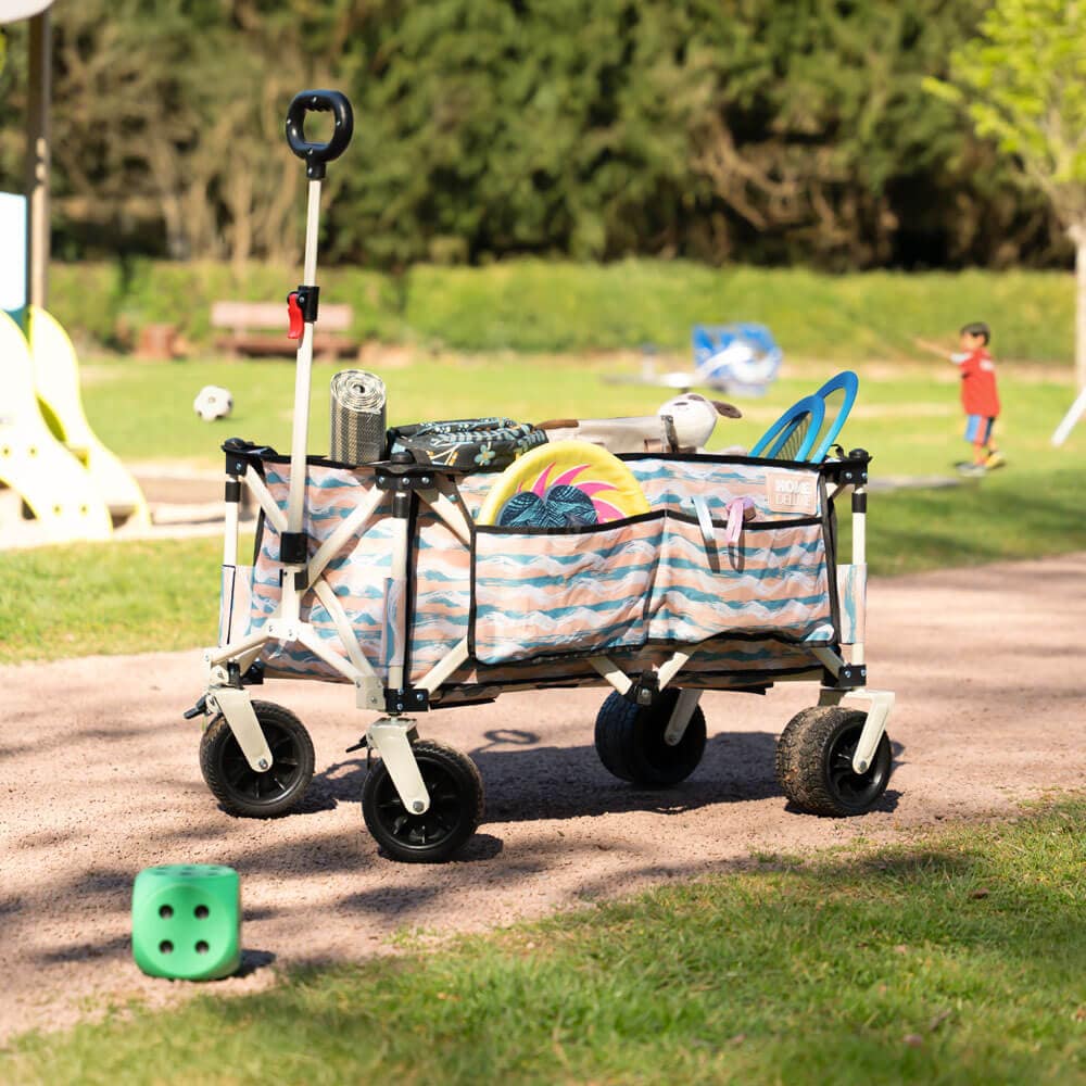 HOME DELUXE Bollerwagen faltbar JOLA - Beige/Blau 