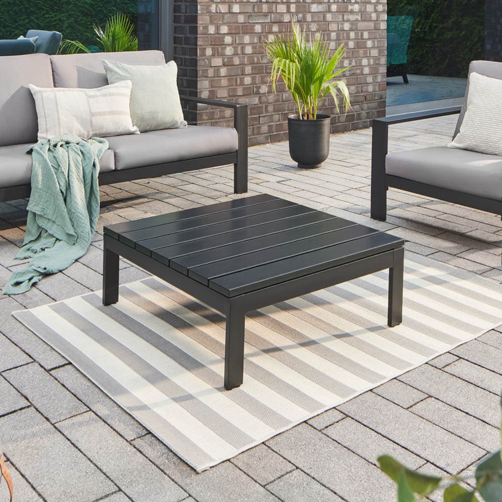 HOME DELUXE Aluminium Tischplatte f&uuml;r Gartenlounge RIO - Schwarz 