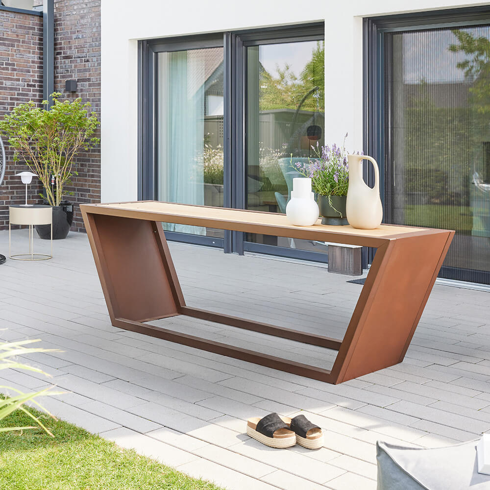 HOME DELUXE Sitzgarnitur aus Stahl KOBON Braun - Made in Germany - 1 x Bank 